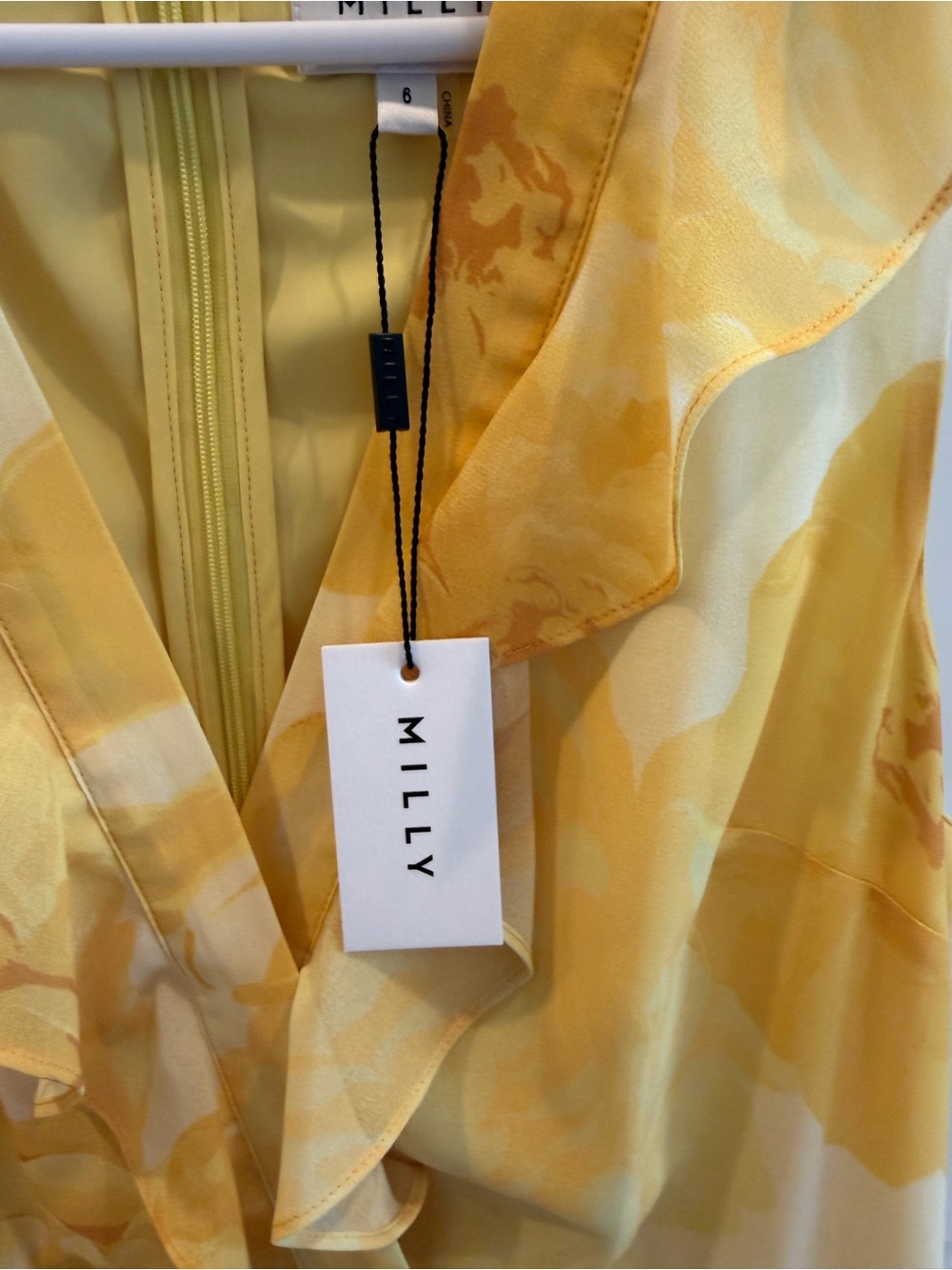 Milly Yellow Floral High-Low Ruffle Maxi Dress - Picture 5 of 8